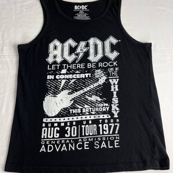 AC/DC Tank Top Women Size M Black Crew Neck Summer USA Tour Graphic Cotton Blend - Picture 10 of 10